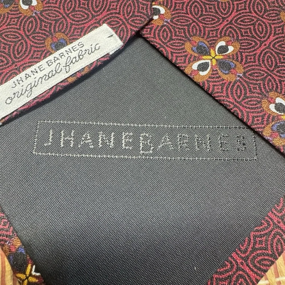 JHANE BARNES Men's 100% Silk Necktie JAPAN Designer Geometric Multi-Color EUC